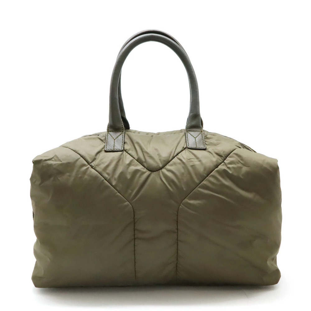 Saint Laurent Yves YSL Easy Boston Bag Handbag Leather Khaki Green